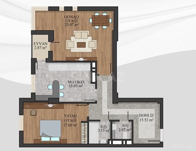 Satılır 2 otaqlı yeni tikili 82.1 m², Həzi Aslanov m., photo 3 from 17