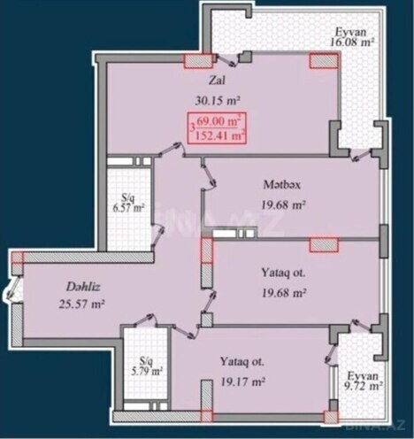 3 otaqlı yeni tikili - Bayıl q. - 165 m² (9)