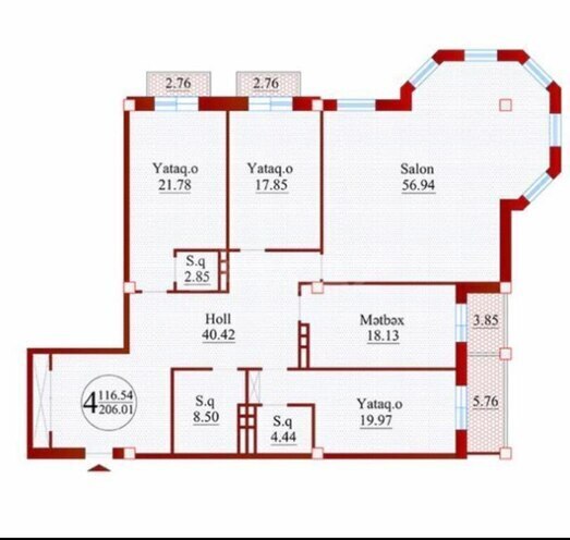 4 otaqlı yeni tikili - 28 May m. - 212 m² (7)