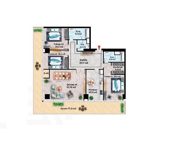 4 otaqlı yeni tikili - Ağ şəhər q. - 288 m² (7)