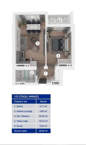 2 otaqlı yeni tikili - Koroğlu m. - 58.5 m² (7)