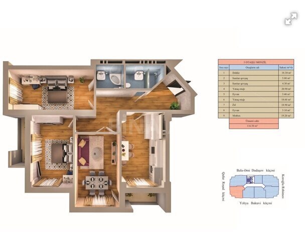 3 otaqlı yeni tikili - Gənclik m. - 117 m² (2)