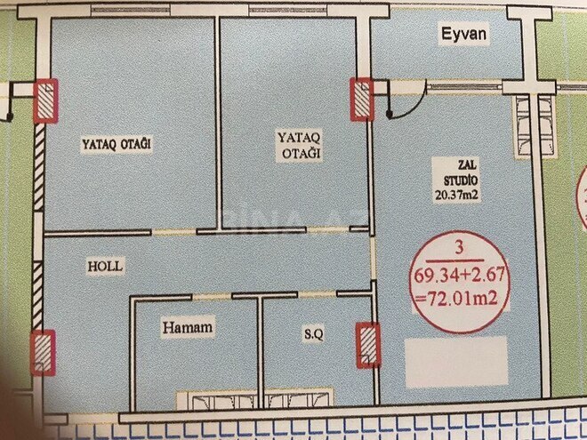 3 otaqlı yeni tikili - Nərimanov r. - 72 m² (5)