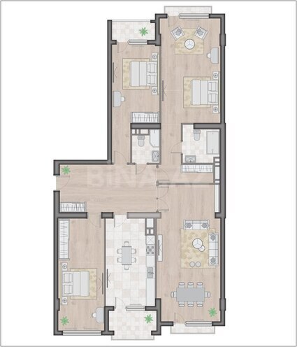 Eleven Park yaşayış kompleksi, mənzilin planı - 4-otaqlı, 179.5 m²