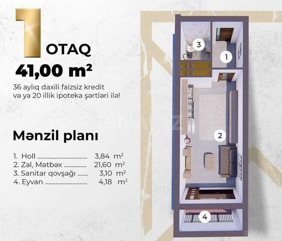1-комн. новостройка - м. 28 мая - 41 м² (2)