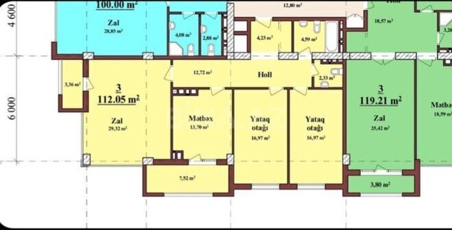 3-комн. новостройка - м. Элмляр Академиясы - 112 м² (10)