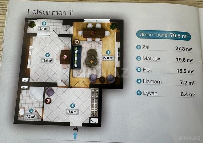2 otaqlı yeni tikili - Şah İsmayıl Xətai m. - 76.5 m² (3)