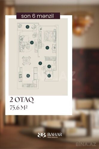 2-комн. новостройка - м. Гянджлик - 75.6 м² (2)