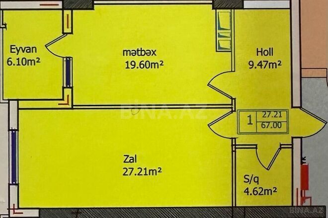 1-комн. новостройка - м. Халглар Достлугу - 67 м² (11)