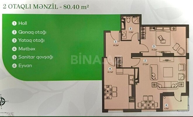 3-комн. новостройка - м. Дернегюль - 81 м² (2)