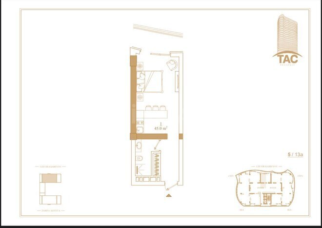 1-комн. новостройка - Насиминский  р. - 45 м² (11)