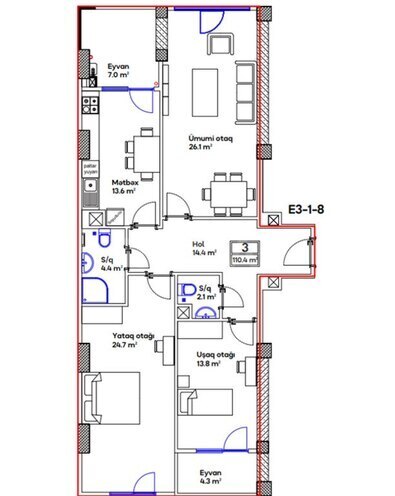 Satılır 3 otaqlı yeni tikili 110.4 m², 20 Yanvar m., photo 16 from 17