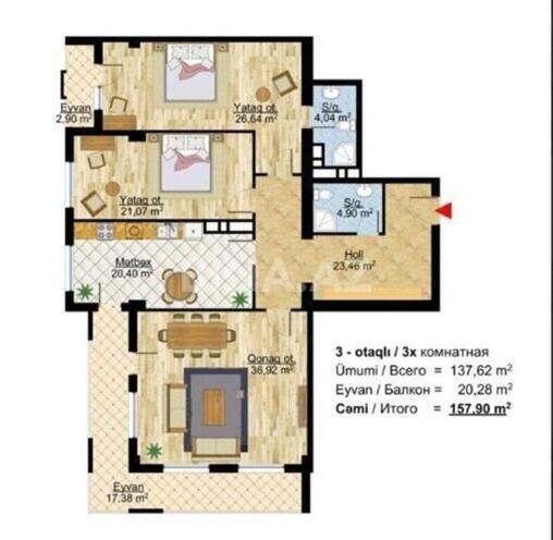3-комн. новостройка - Насиминский  р. - 125 м² (9)