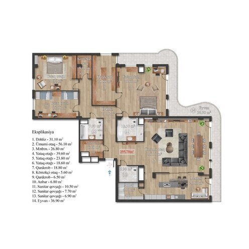 Продаётся 5-комн. новостройка 290 м², Сабаильский р., photo 26 from 27