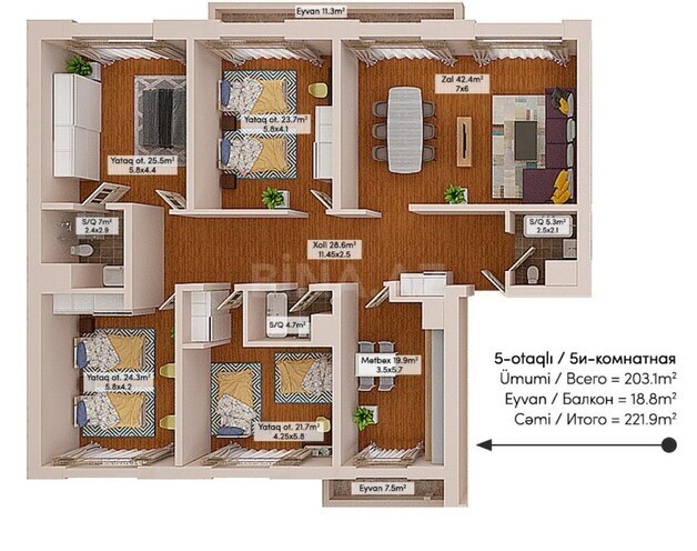 5-комн. новостройка - пос. Аг шехер - 222 м² (4)