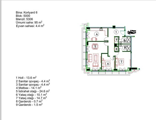 3 otaqlı yeni tikili - Ağ şəhər q. - 95 m² (7)