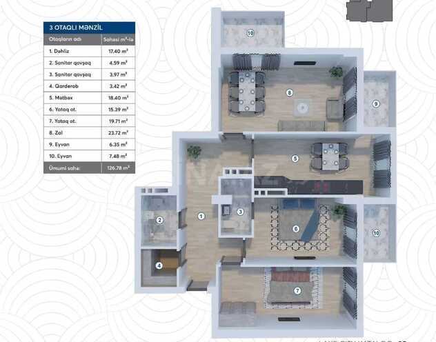 3 otaqlı yeni tikili - Koroğlu m. - 127 m² (6)