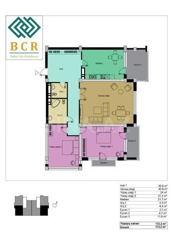 4-комн. новостройка - м. Кероглу - 172.2 м² (2)