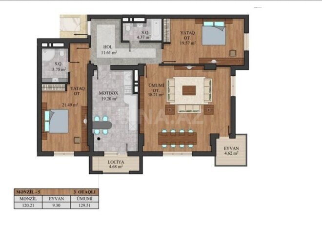 3-комн. новостройка - м. Ази Асланов - 129.5 м² (3)