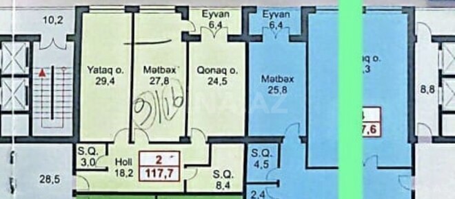 2 otaqlı yeni tikili - Gənclik m. - 117.7 m² (2)