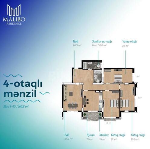 4 otaqlı yeni tikili - Nizami m. - 164 m² (3)