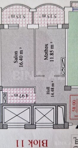 1-комн. новостройка - м. Иншаатчылар - 58 м² (2)