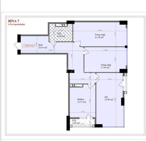 3 otaqlı yeni tikili - 28 May m. - 120 m² (20)
