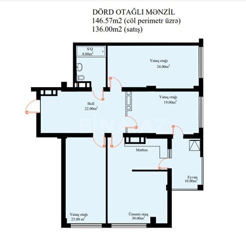 4-комн. новостройка - м. Шах Исмаил Хатаи - 136 м² (2)