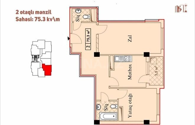 2 otaqlı yeni tikili - Həzi Aslanov m. - 76 m² (3)