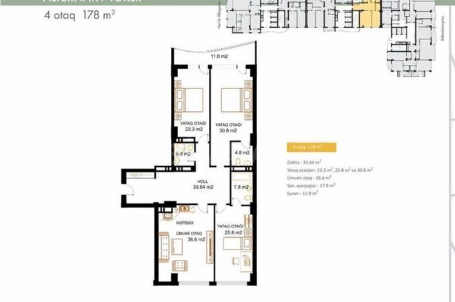 4-комн. новостройка - Насиминский  р. - 178 м² (15)