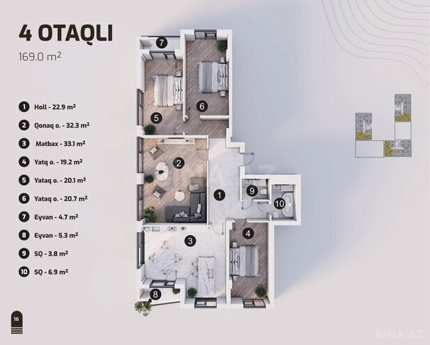 4 otaqlı yeni tikili - Ulduz m. - 169 m² (3)