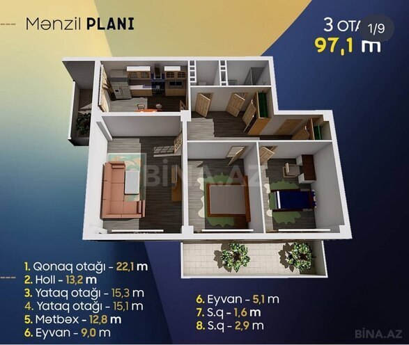 3-комн. новостройка - Сумгаит - 97.1 м² (2)