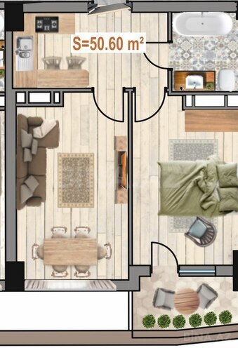 1-комн. новостройка - пос. Бакиханова - 50.8 м² (3)