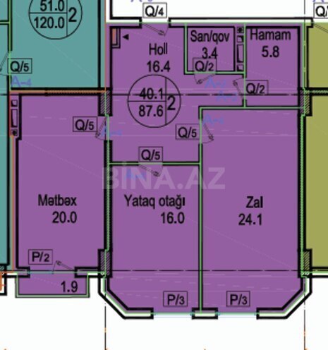 2-комн. новостройка - м. Нариман Нариманов - 87.6 м² (2)