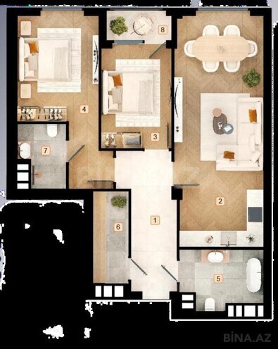 3 otaqlı yeni tikili - Saray q. - 87.8 m² (2)