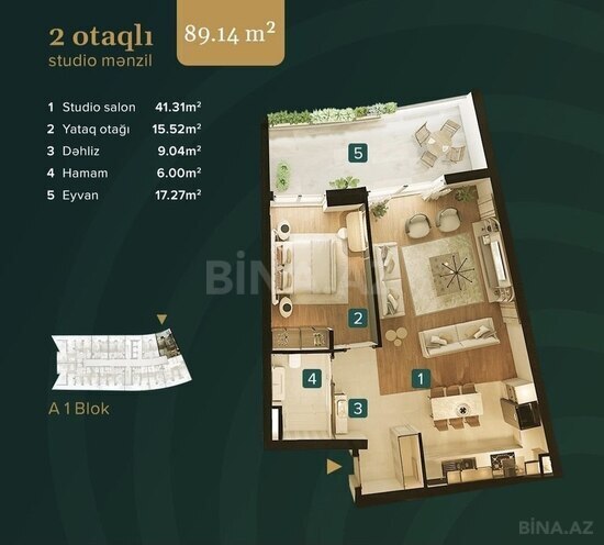 2-комн. новостройка - Бинагадинский р. - 90 м² (23)