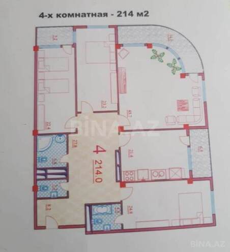 4-комн. новостройка - м. Элмляр Академиясы - 214 м² (2)