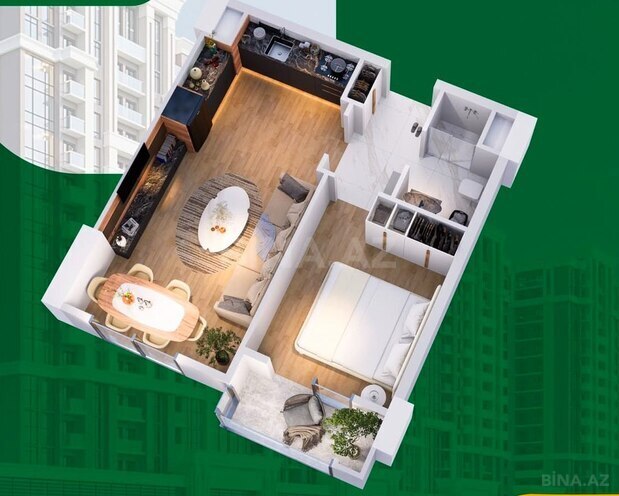 2-комн. новостройка - пос. Ясамал - 48 м² (12)