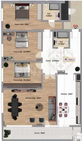 4-комн. новостройка - пос. Аг шехер - 194 м² (14)
