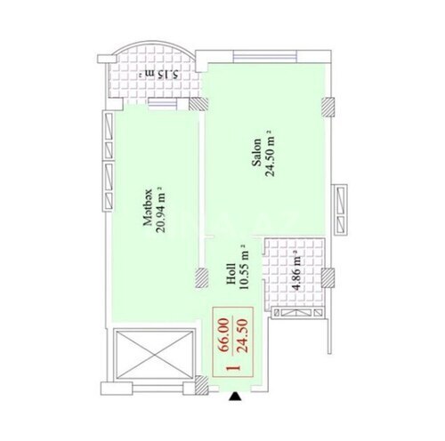 1-комн. новостройка - м. Иншаатчылар - 66 м² (7)
