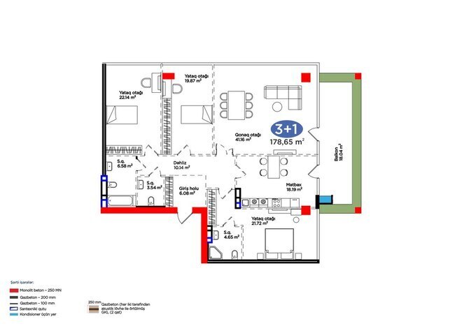 Жилой комплекс 4YOU Baku, планировка - 4-комн., 178.65 м²