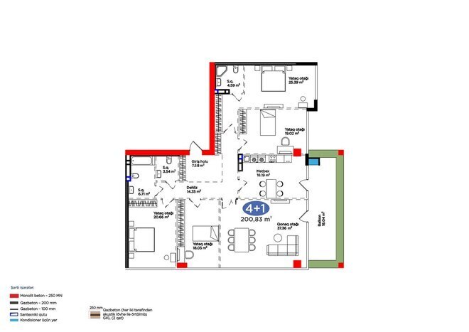 Жилой комплекс 4YOU Baku, планировка - 5-комн., 200.83 м²