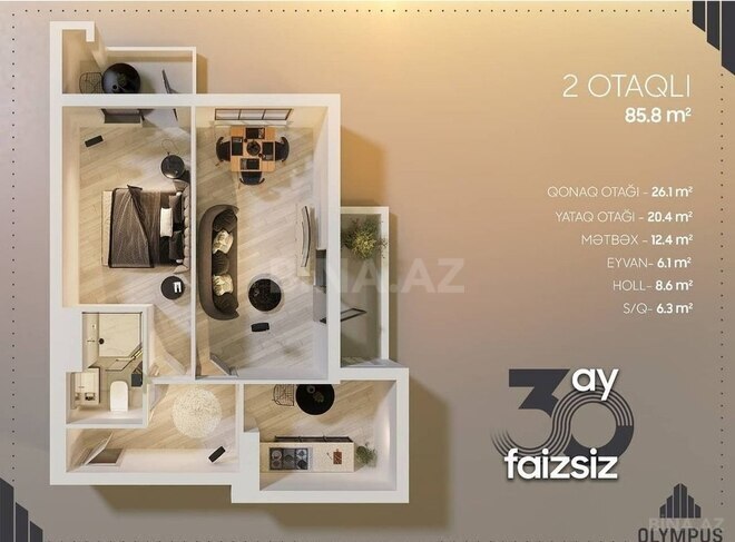 2-комн. новостройка - м. 28 мая - 85.5 м² (5)