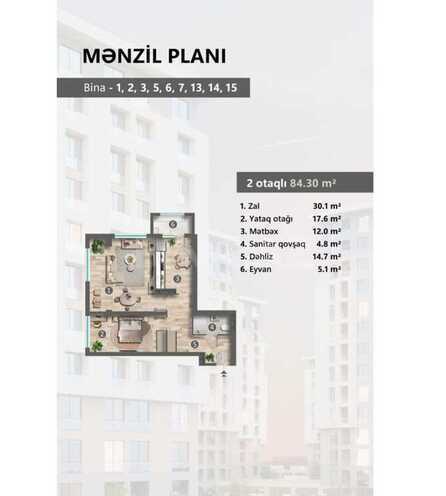 1-комн. новостройка - Сумгаит - 44.4 м² (4)
