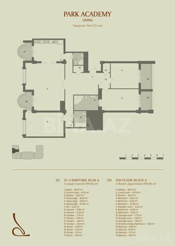 Satılır 4 otaqlı yeni tikili 199 m², Elmlər Akademiyası m., photo 3 from 11