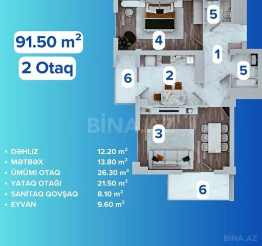 Satılır 2 otaqlı yeni tikili 92.5 m², Azadlıq Prospekti m., photo 10 from 11