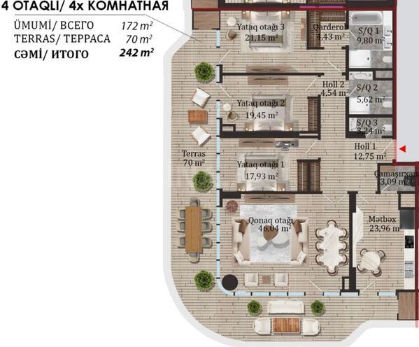 Satılır 4 otaqlı yeni tikili 242 m², Ağ şəhər q., photo 6 from 12