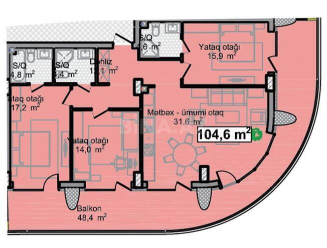 Satılır 4 otaqlı yeni tikili 153 m², Sea Breeze q., photo 8 from 9