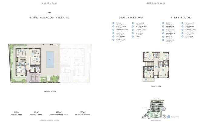 Mardi Mekan Estate yaşayış kompleksi, mənzilin planı - 5-otaqlı, 428 m²