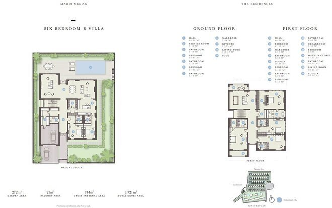 Mardi Mekan Estate yaşayış kompleksi, mənzilin planı - 7-otaqlı, 744 m²